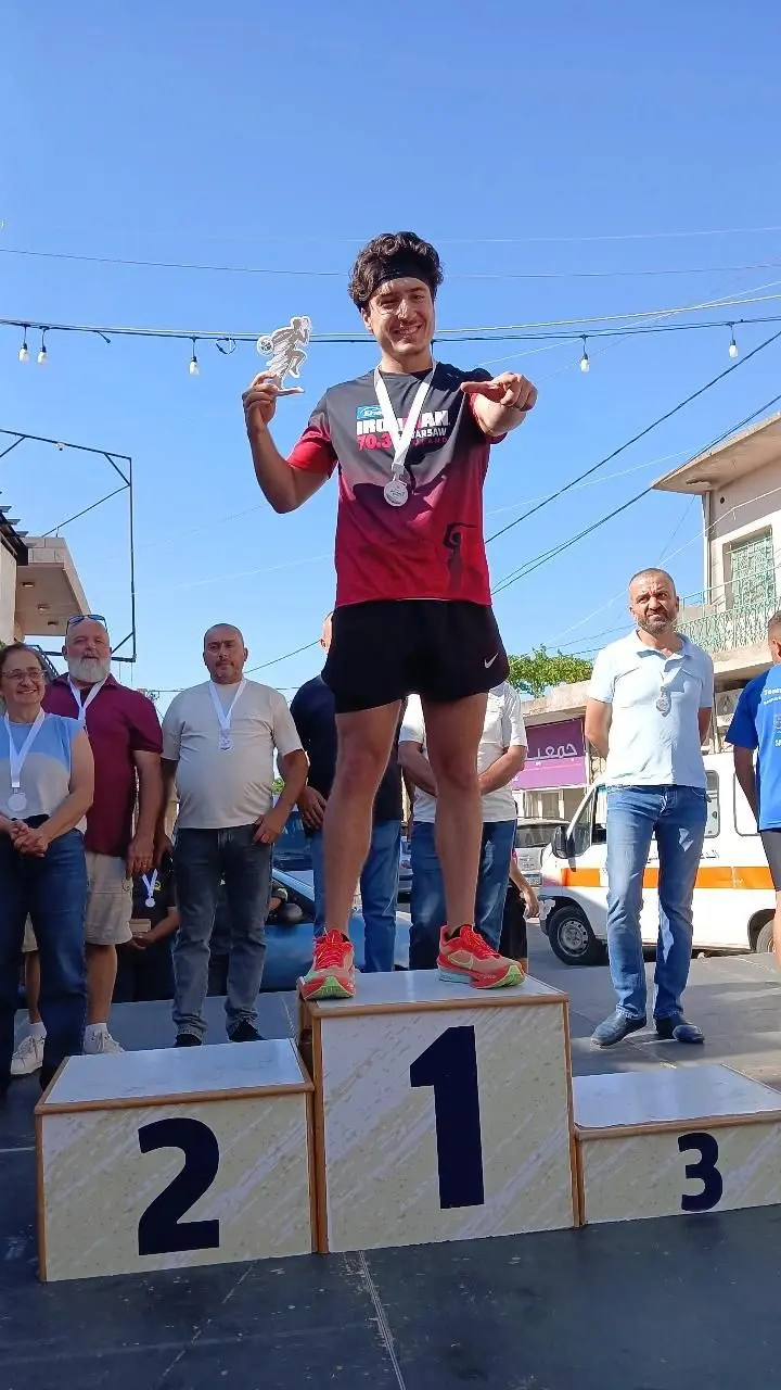 Toufic Abou Ali on the first place podium at Saghbine Race 2026